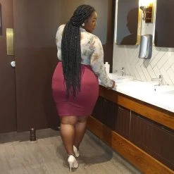 Novateks CLOTHING Pencil Skirt - Oh My! - Burgundy