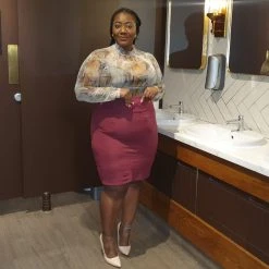 Novateks CLOTHING Pencil Skirt - Oh My! - Burgundy