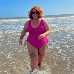 Playful Promises WHAT'S NEW Swimsuit - Phone Home - Hot Pink