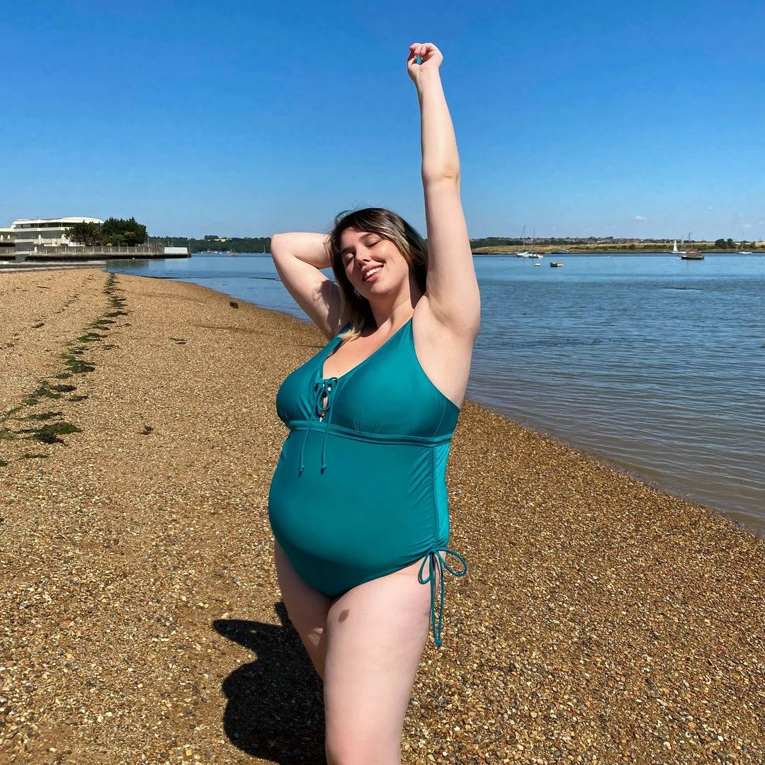 Playful Promises Maternity Swimsuit - That Loving Feel'in - Teal WHAT'S NEW