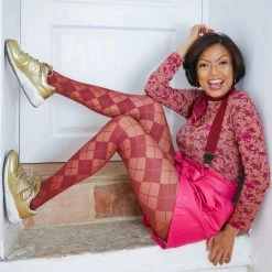 Calzifico Toninelli Semi-Opaque Diamonds - Burgundy