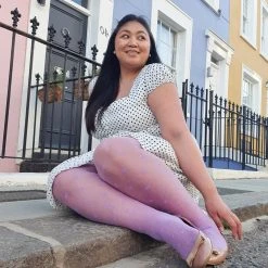 Calzifico Toninelli Semi-Opaque Polka - Cassis De Violet