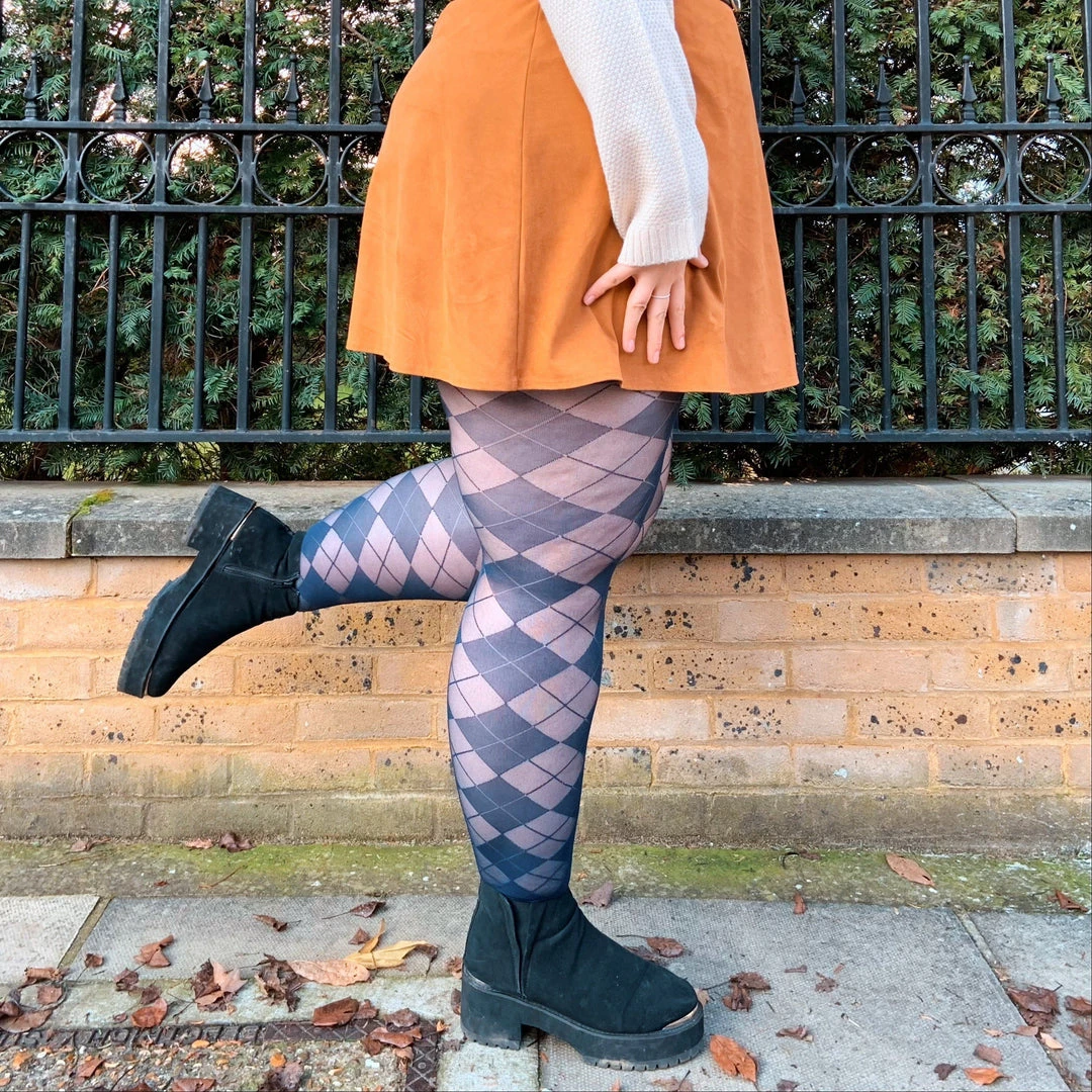 Calzifico Toninelli Semi Opaque Diamonds - Navy TIGHTS