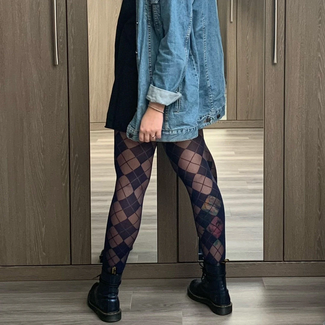 Calzifico Toninelli Semi Opaque Diamonds - Navy TIGHTS