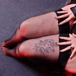 Calzifico Tonelli Fishnet Stockings - Magenta - Black